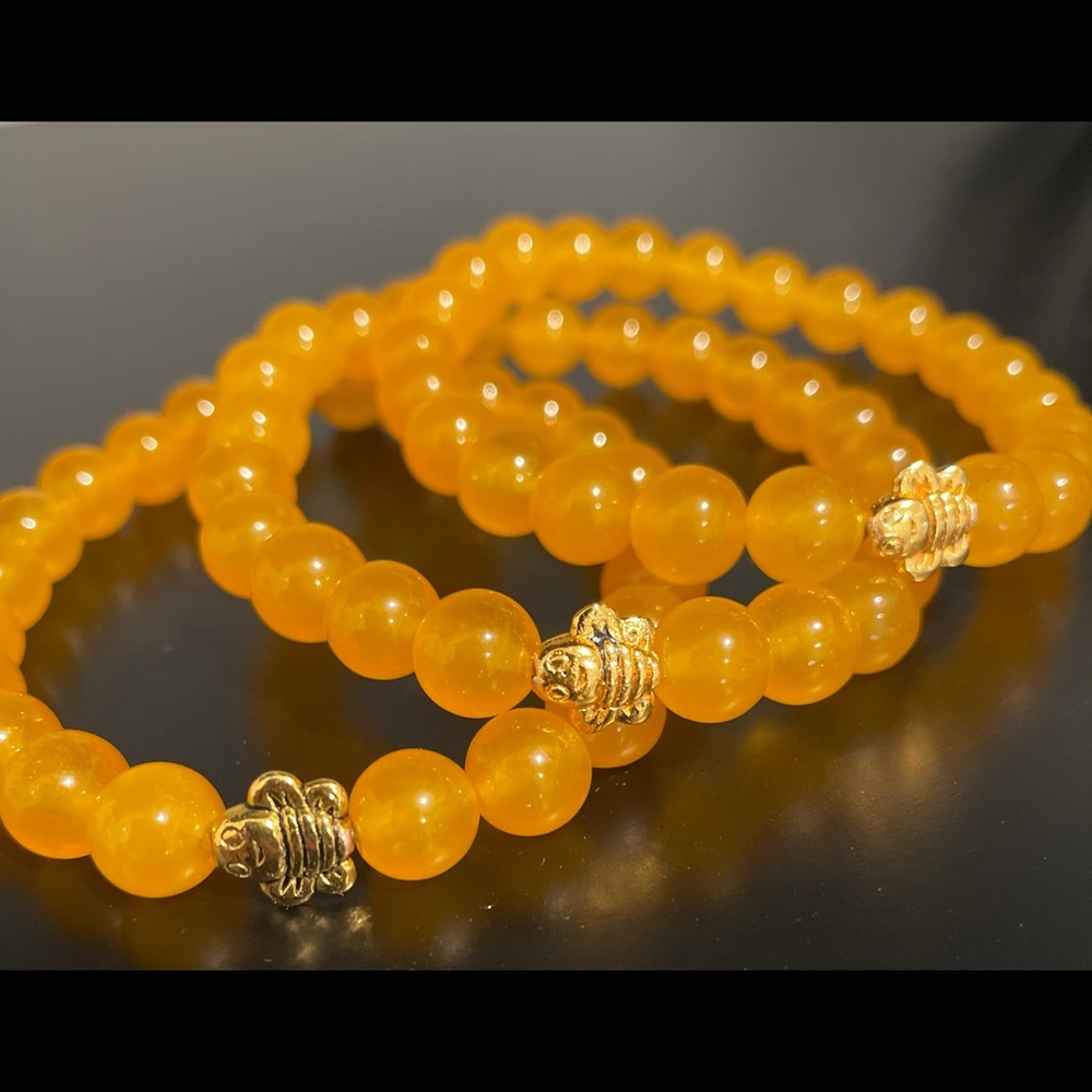 Orange Bee Gem Stone Bracelet charity